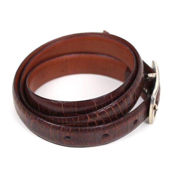 VTG Lauren Ralph Lauren CROCO BROWN GENUINE LEATHER 3/4"Wd WOMEN'S BELT Sz M (X3 - Picture 4 of 13